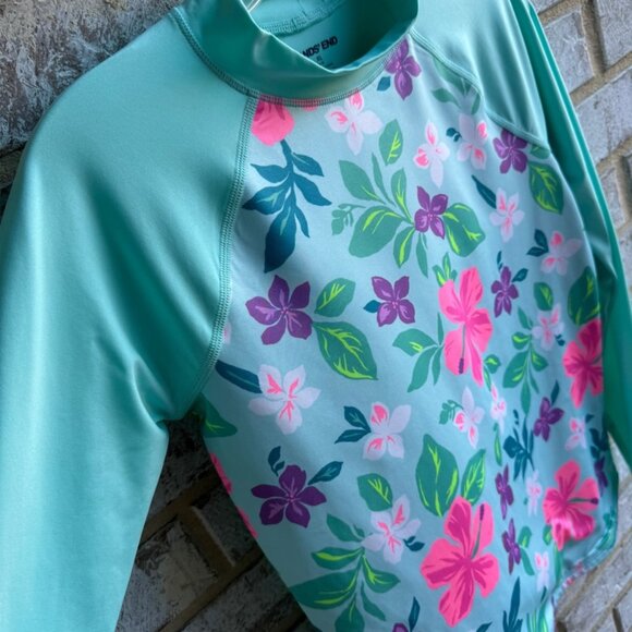 Lands' End Long Sleeve Floral Print Swim Shirt Girl's Size XL (14-16). - Picture 6 of 7
